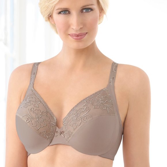 Glamorise 32C ELEGANCE Bra (UNDERWIRED) Embroidered (SMOOTHING) TAUPE NEW - Picture 7 of 11